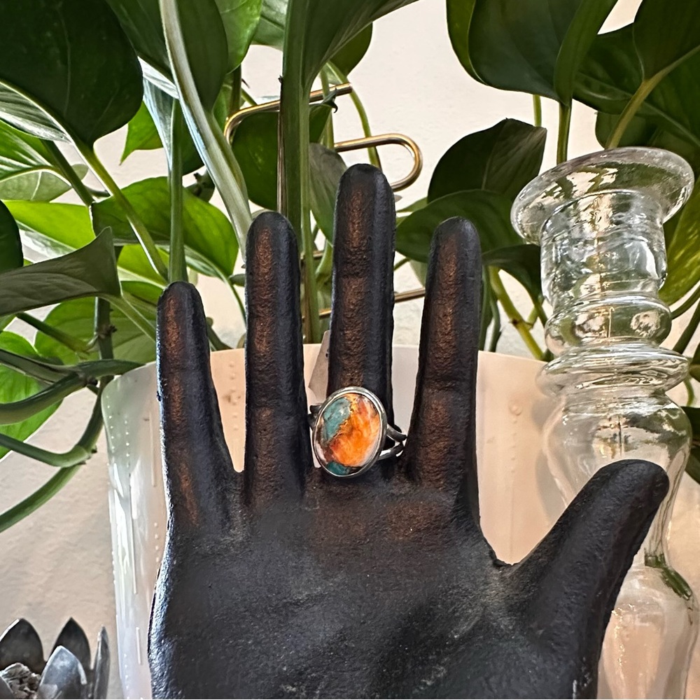 Size9! Sterling Silver and Spiny Oyster Ring